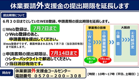 大阪府　休業要請外支援金の提出期限を延長